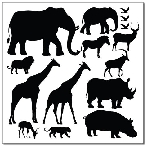 Safari Silhouette Pack Wall Sticker Animals Cute Creatures - Etsy