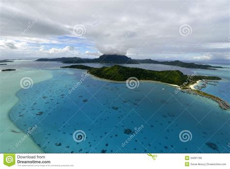 Aerial view on Bora Bora stock photo. Image of clouds - 34091790