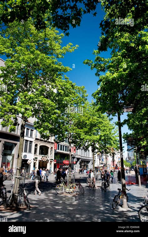 The Meir shopping street in Antwerp (Belgium, 03/05/2011 Stock Photo ...