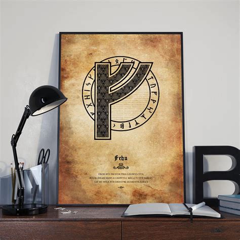 Fehu, Rune Wall Art, Color Art, Digital Print, Poster, Art, Instant ...