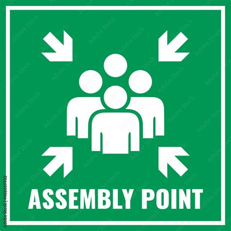 Assembly point vector sign, fire emergency meeting area เวกเตอร์สต็อก ...