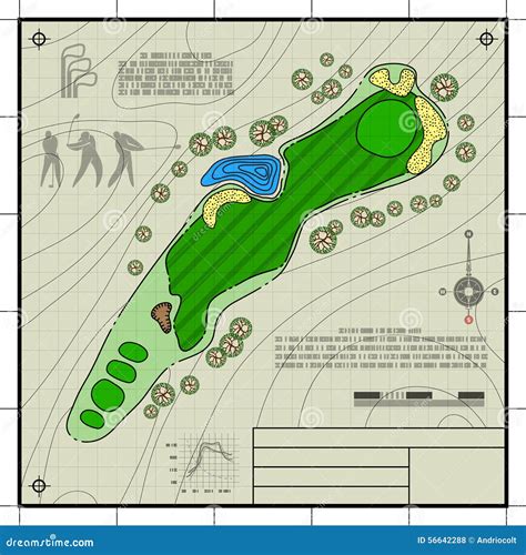 Golf Course Layout Blueprint Drawing Vector Illustration ...