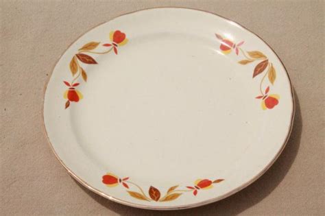 vintage Jewel Tea autumn leaf bread & butter plates, Hall china Jewel T ...