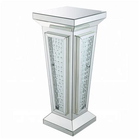 Nysa Mirrored Pedestal Stand with Faux Crystals