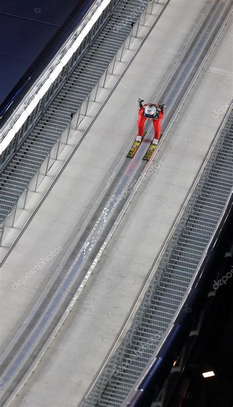 FIS Ski Jumping World Cup, Skier down the inrun – Stock Editorial Photo ...