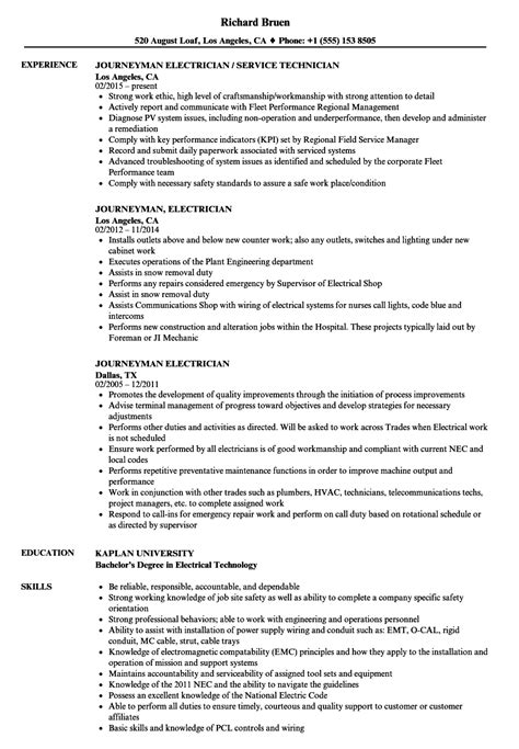 Journeyman Electrician Resume | TUTORE.ORG - Master of Documents