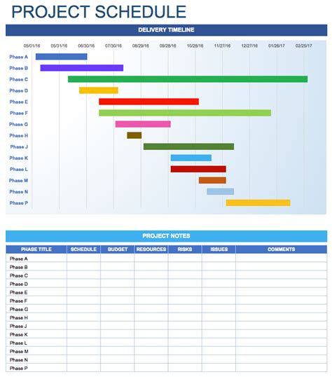 Project Schedule Template Free – printable schedule template