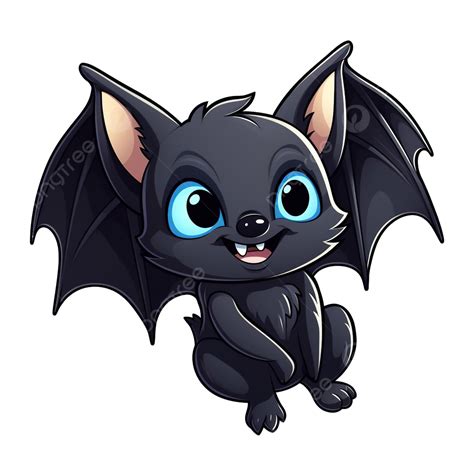 Cute Black Cartoon Bat Halloween Sticker, Vector Illustration ...