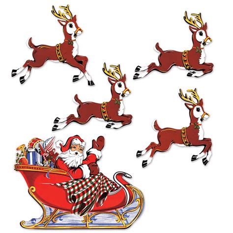 Viewing Product Vintage Christmas Santa & Sleigh Cutouts (12) - 360 ...