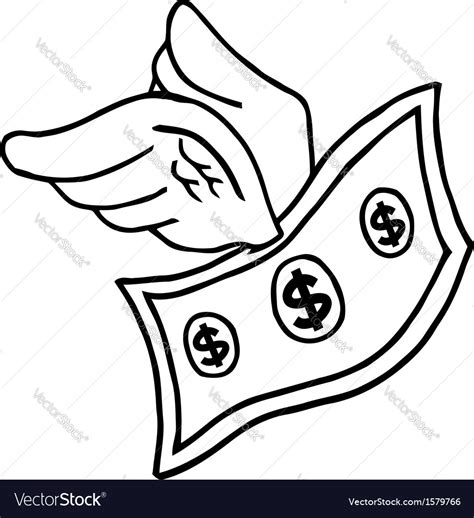 Flying money cartoon Royalty Free Vector Image