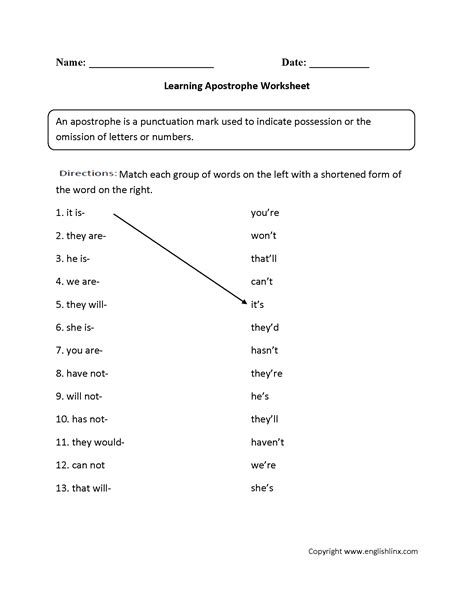 Punctuation Worksheets | Apostrophe Worksheets