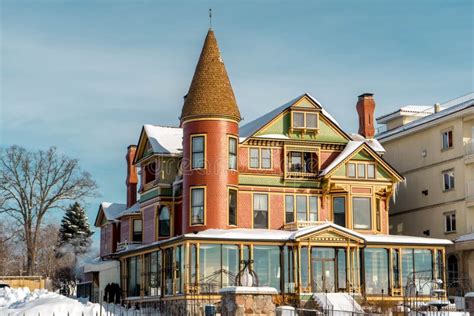 Winter Picture of `Baker House` Restaurant with Snowy-covered Roof ...