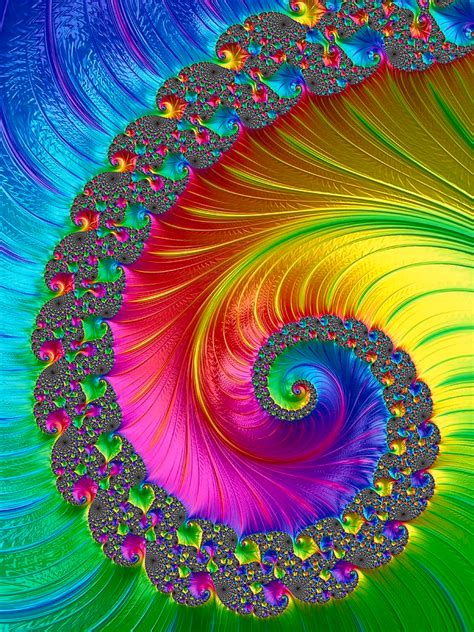 "Bright Rainbow Spiral Fractal" by Mo Barton | Fractal art, Spiral art ...