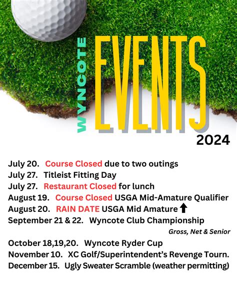 Golf Calendar - Wyncote Golf Club