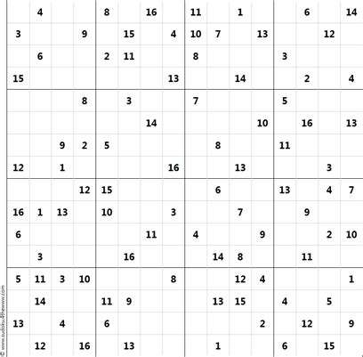 Sudoku 16 X 16 Para Imprimir - 16 Grid Sudoku Printable | LONG ...