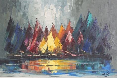 Abstract Sailboats At Sea