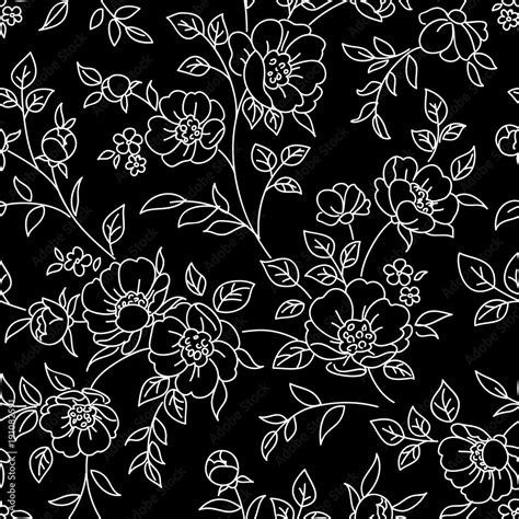 Black And White Floral Print Wallpaper