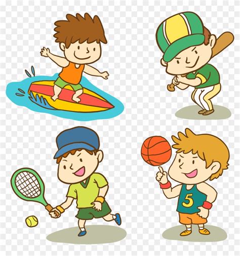 Cartoon Kids Playing Sports