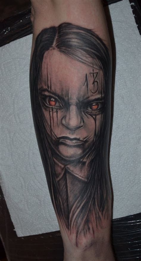 Sinister Girl (Realism/Horror/Black And Grey). My New Tattoo Work — Steemit