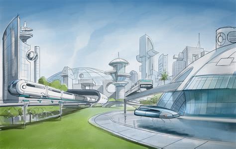 Futuristic City Drawing