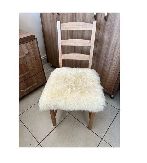 Genuine Sheepskin Chair Cover Seat Pad Custom Made White Creamy Beige ...