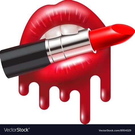 Lipstick in mouth Royalty Free Vector Image - VectorStock