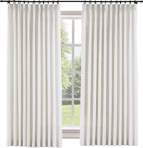 TWOPAGES 52 W x 96 L inch Pinch Pleat Darkening Drapes Faux Linen ...