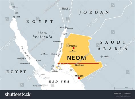 Neom Gray Political Map Saudi Megacity Stock Vector (Royalty Free ...