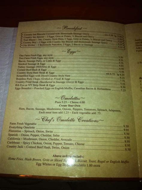 Country Inn Restaurants Menu, Menu for Country Inn Restaurants, Lake ...