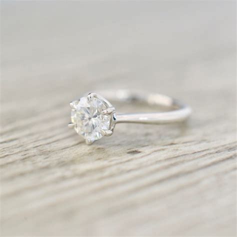 Charles & Colvard Forever One Solitaire Ring 1.35 CT Round - Etsy