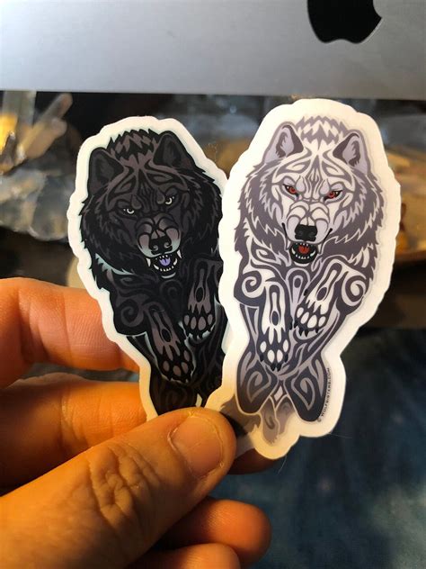 Black Wolf White Wolf Tribal Stickers - Etsy