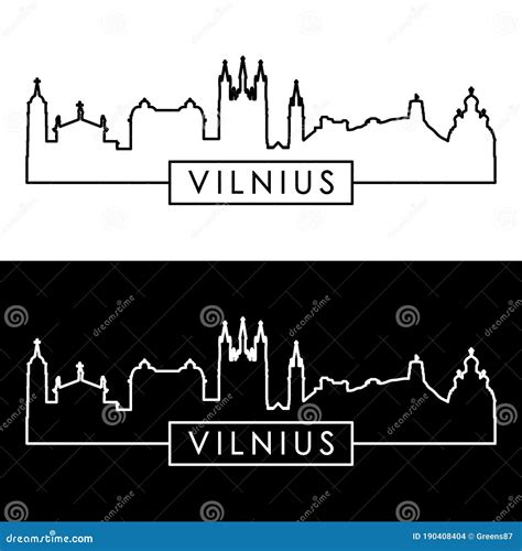 Vilnius Skyline. Linear Style Stock Vector - Illustration of city ...