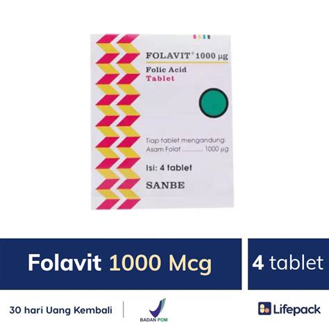 Folavit 1000 Mcg - 4 tablet - suplemen asam folat | Lifepack.id