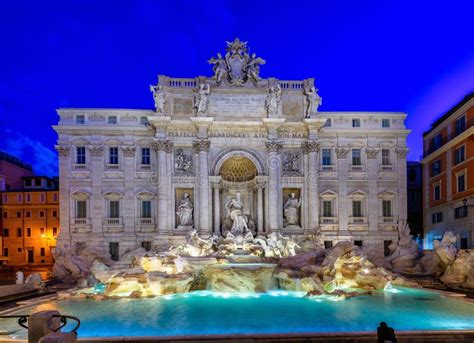 Night View of Rome Trevi Fountain Fontana Di Trevi in Rome, Italy Stock ...