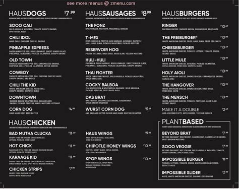 Menu at Dog Haus restaurant, Los Angeles, Reseda Blvd