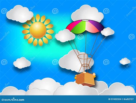 Balloon in the sky stock vector. Illustration of balloon - 57432324