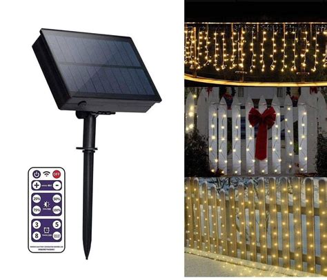 Premium Warm White LED Solar Icicle lights with Remote