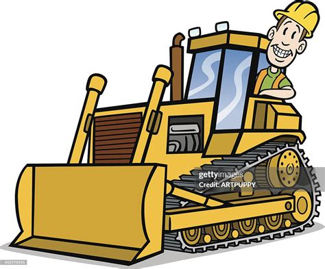 Cartoon Guy On Bulldozer High-Res Vector Graphic - Getty Images