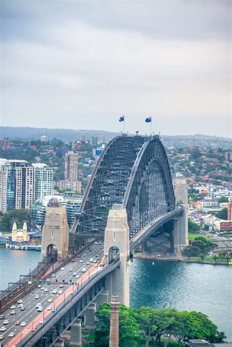 Aerial View of Sydney Harbour Bridge Stock Photo - Image of downtown ...