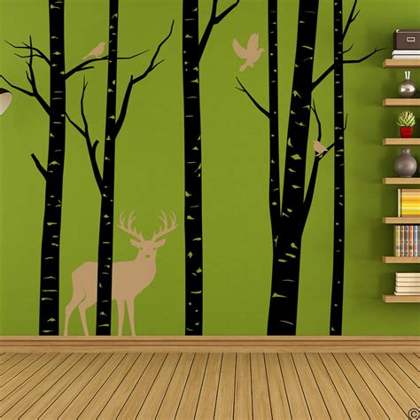 Aspen Trees and Wildlife Wall Decal