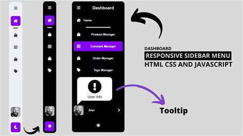 Responsive Side Navigation Bar in HTML CSS and JavaScript | Dashboard ...