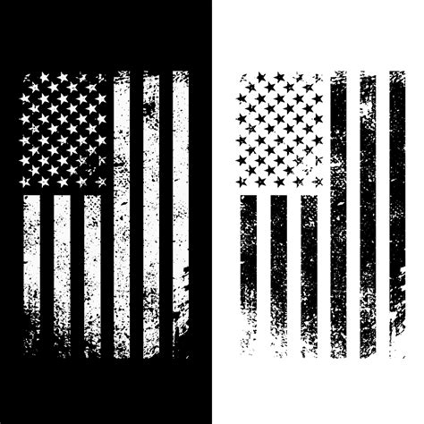 American flag disstressed vector black and white 4236293 Vector Art at ...