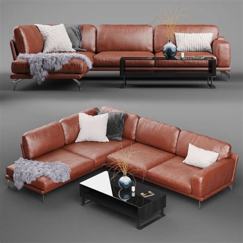 PERUNA LEATHER MODULAR SECTIONAL SOFA 3D model | CGTrader