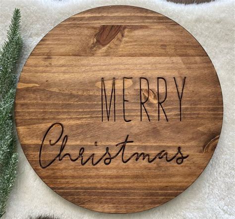 Merry Christmas Round Wood SignLarge Christmas signRustic | Etsy ...