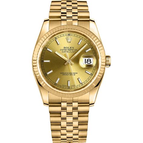 Rolex Datejust 36 Solid Gold Fluted Bezel Watch 116238-GLDSJ