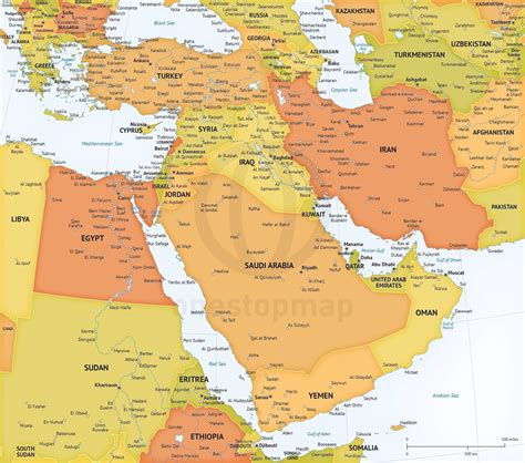 Middle East Map In English - Map of world