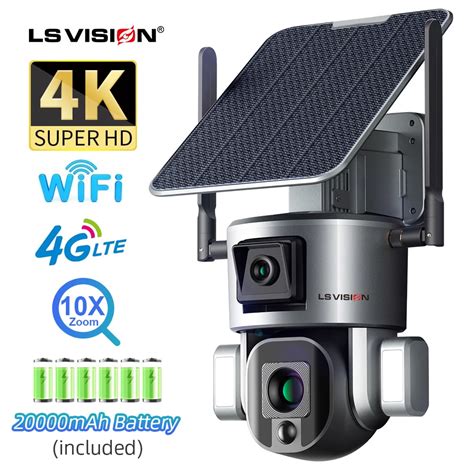 LS VISION 4K HD Dual Lens Solar Security Camera Outdoor 10X Optical ...