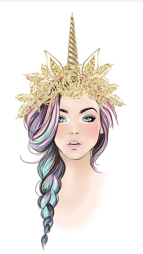 Unicorn girl in gold | Unicorn drawing, Unicorn wallpaper, Unicorn art