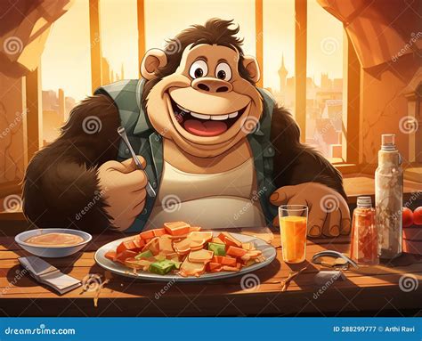 Vector Illustration of Monkey Eating Image Stock Illustration ...