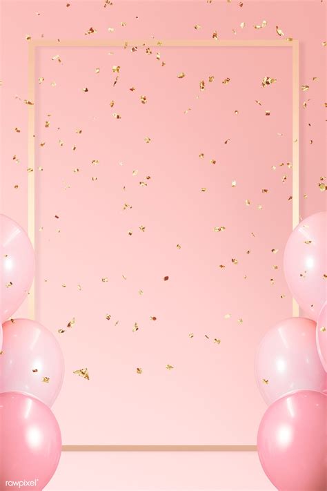 Golden frame balloons on a pink background | premium image by ra ...